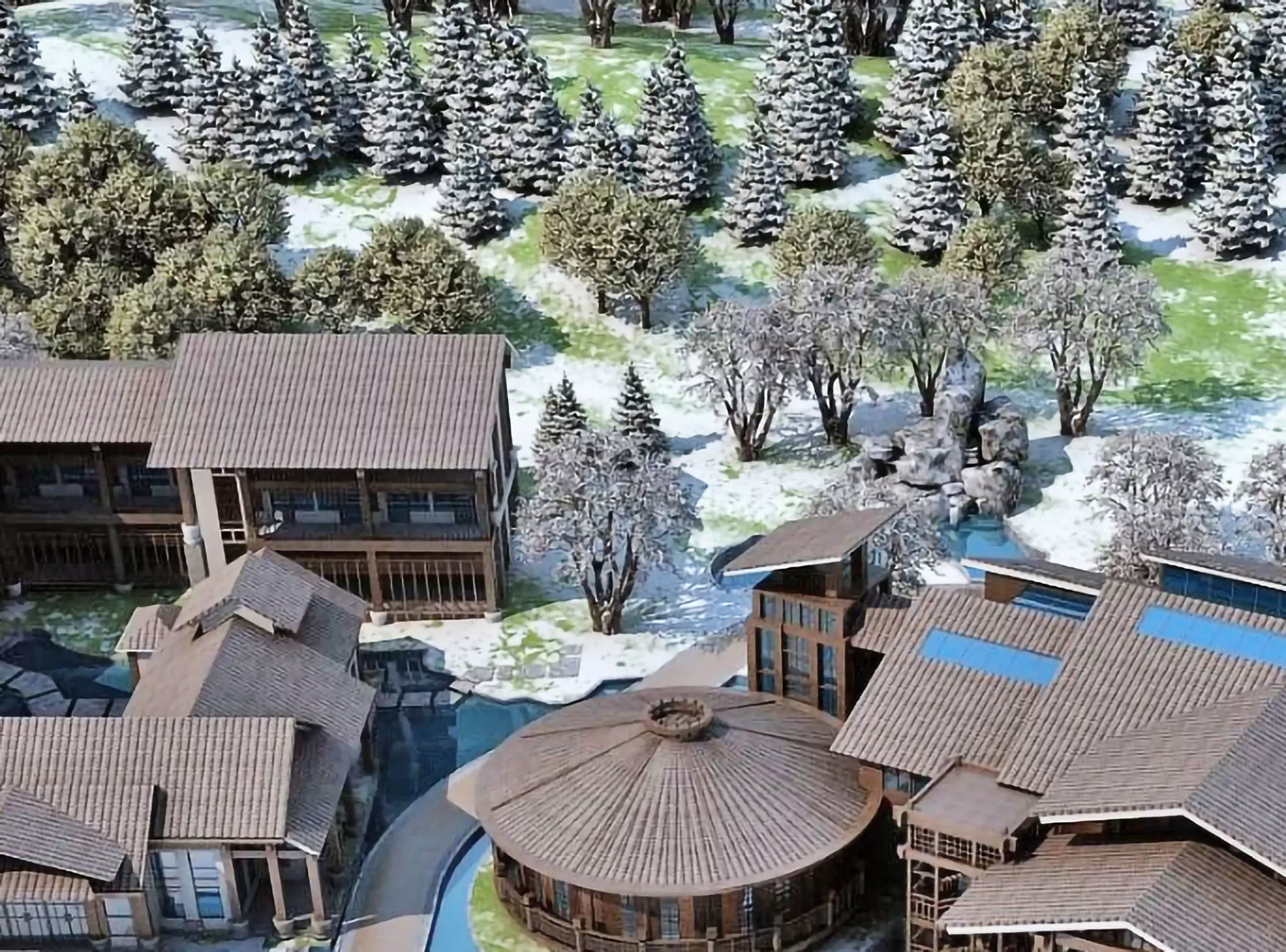 Winter Resort Lodge Complex 3D model_2