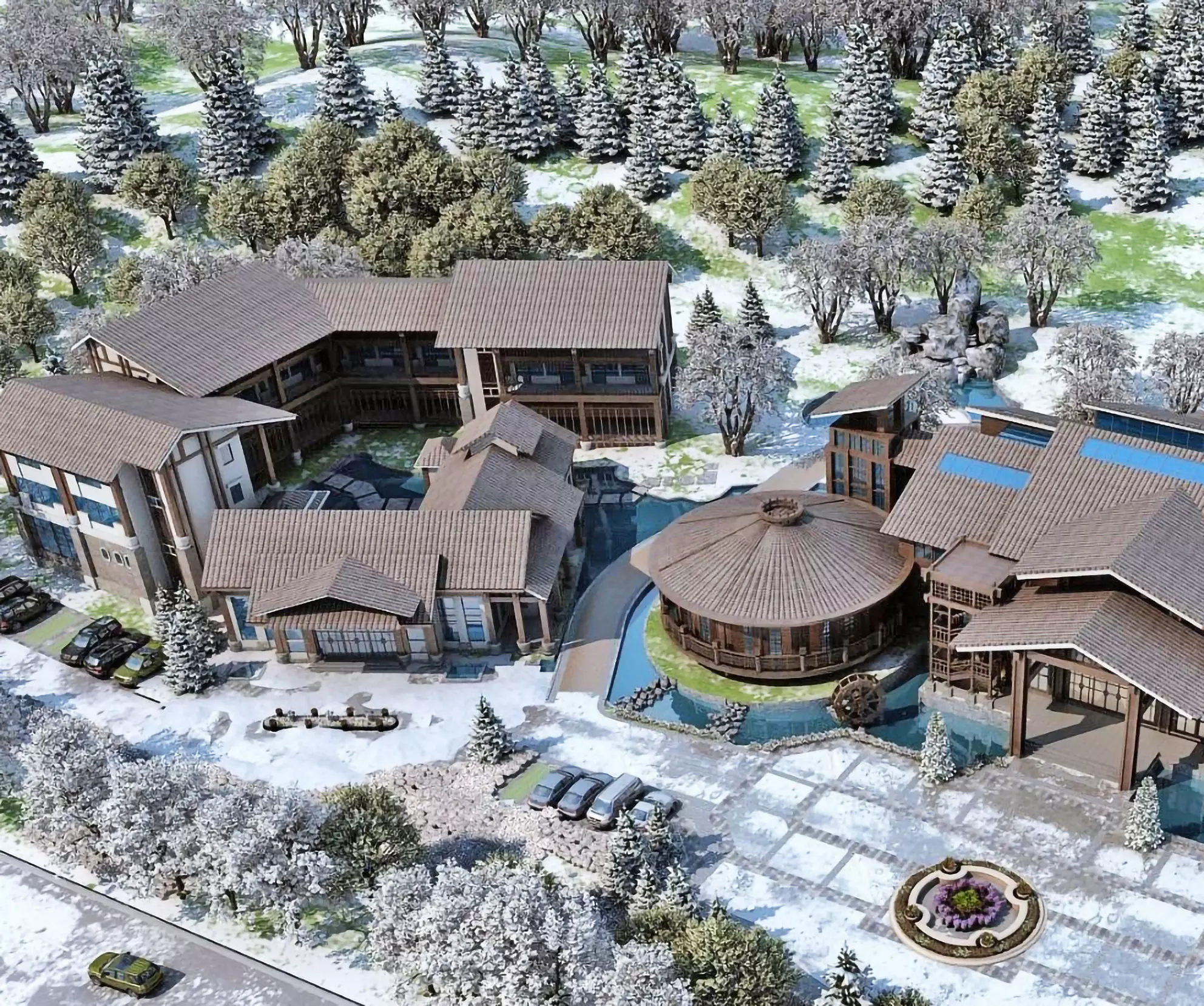 Winter Resort Lodge Complex 3D model_1