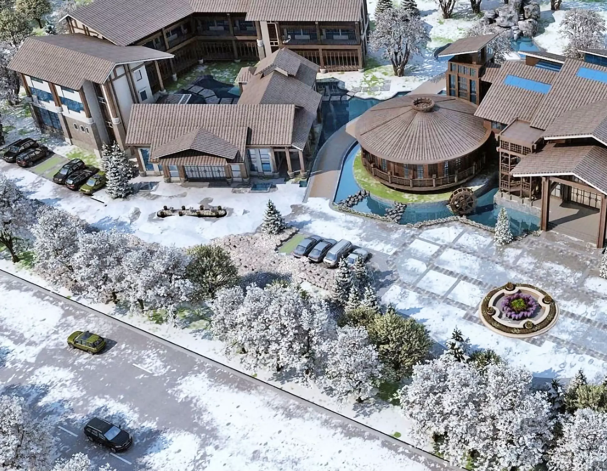 Winter Resort Lodge Complex 3D model_3