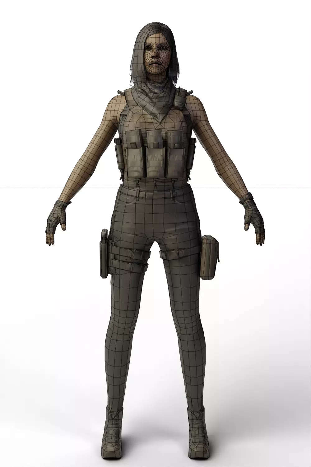 Female Soldier 3D model_2