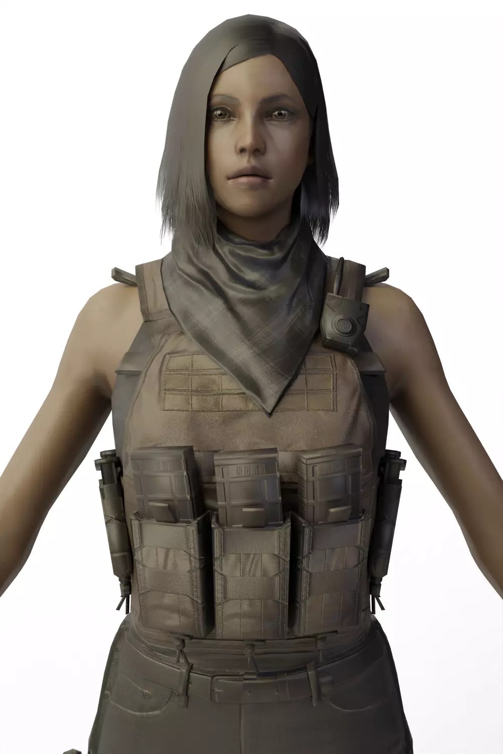 Female Soldier 3D model_1