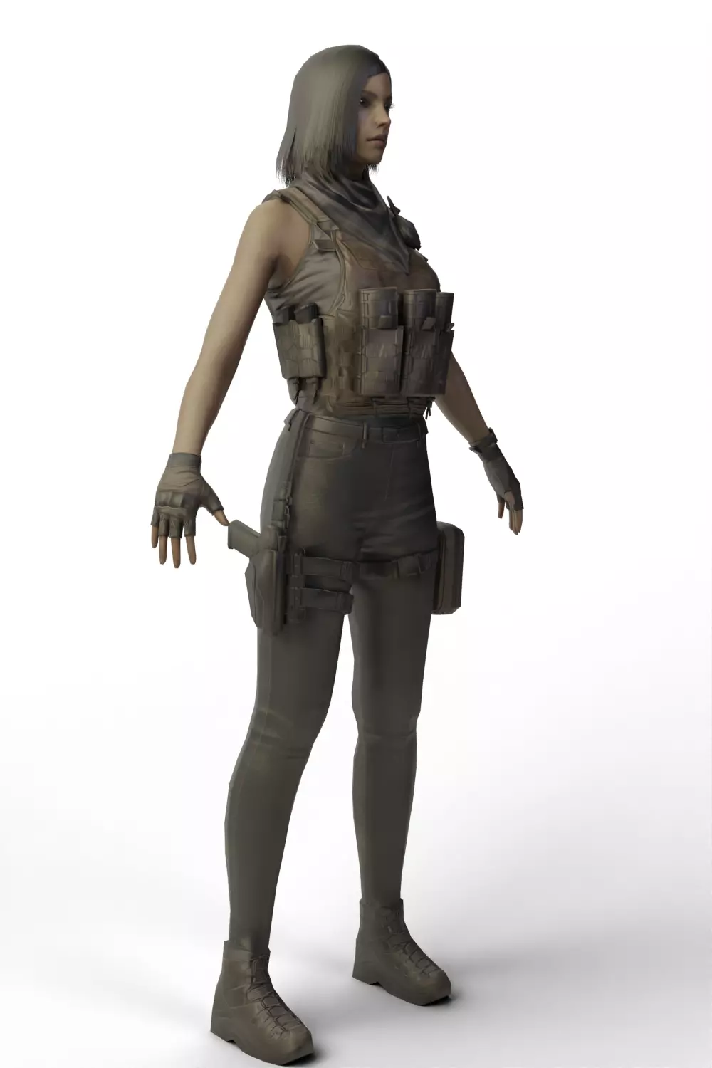 Female Soldier 3D model_10
