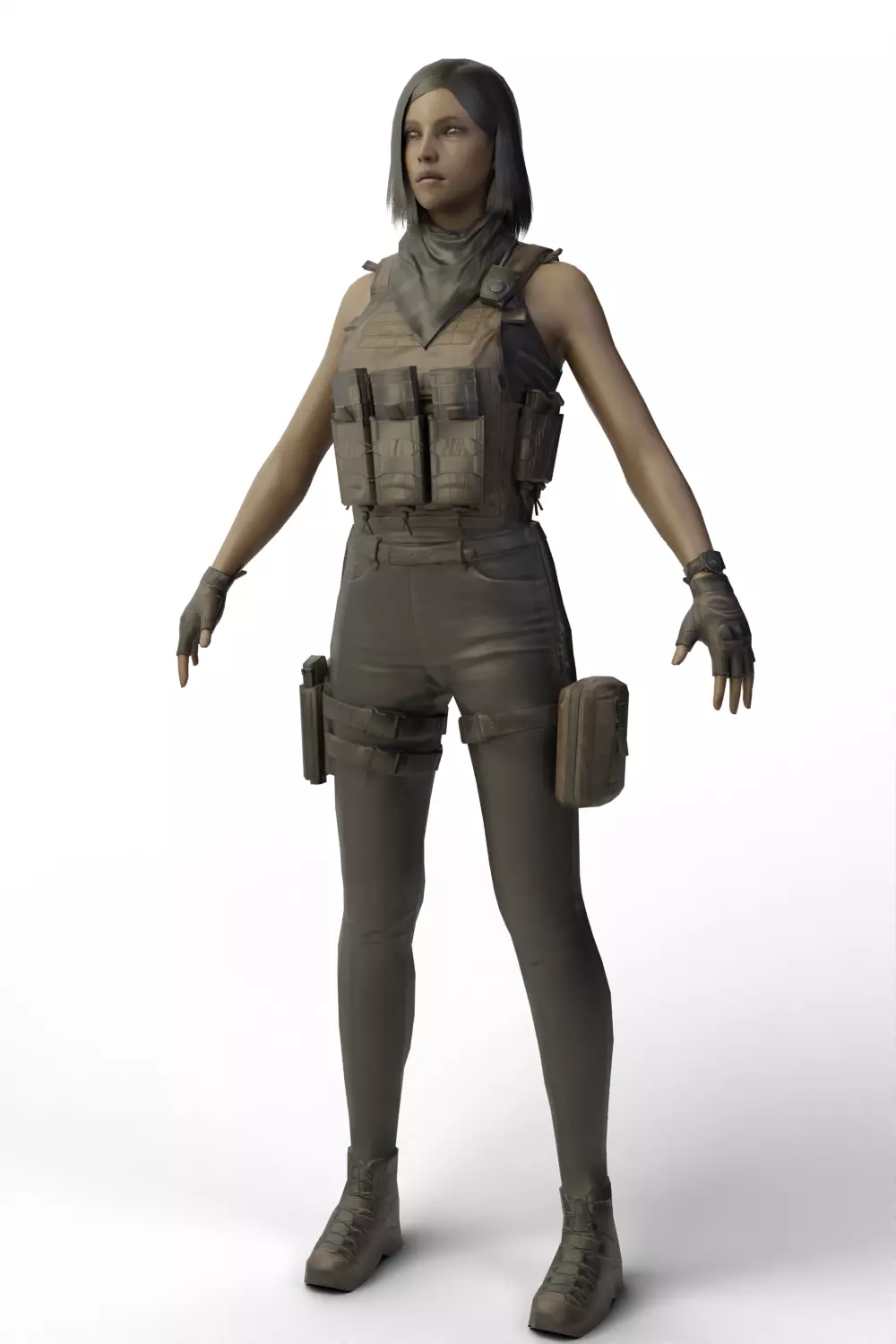 Female Soldier 3D model_3
