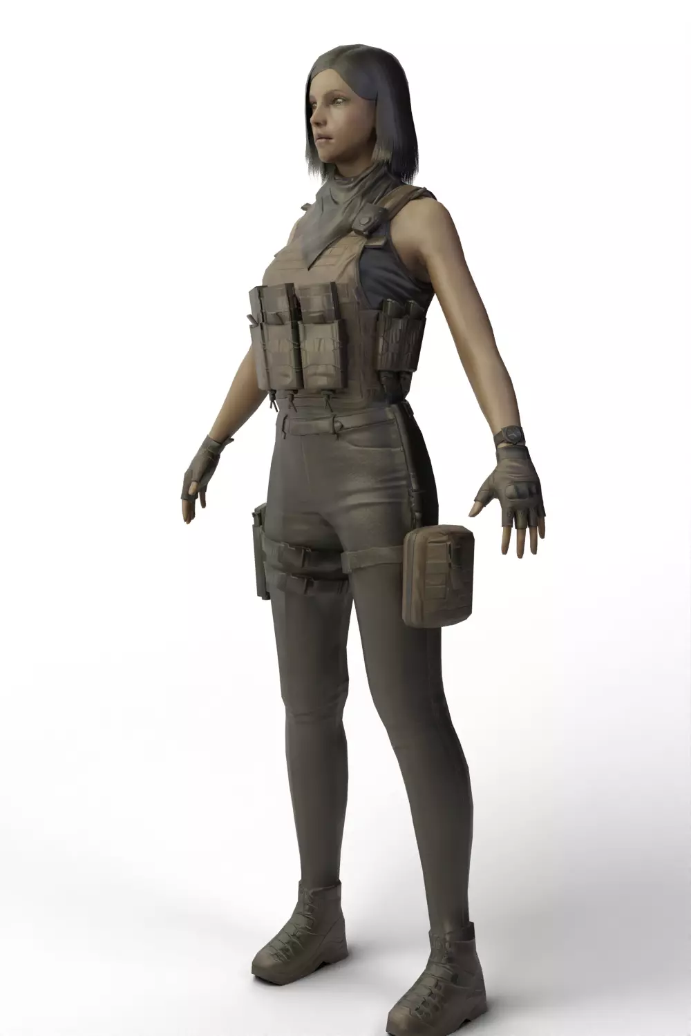 Female Soldier 3D model_4
