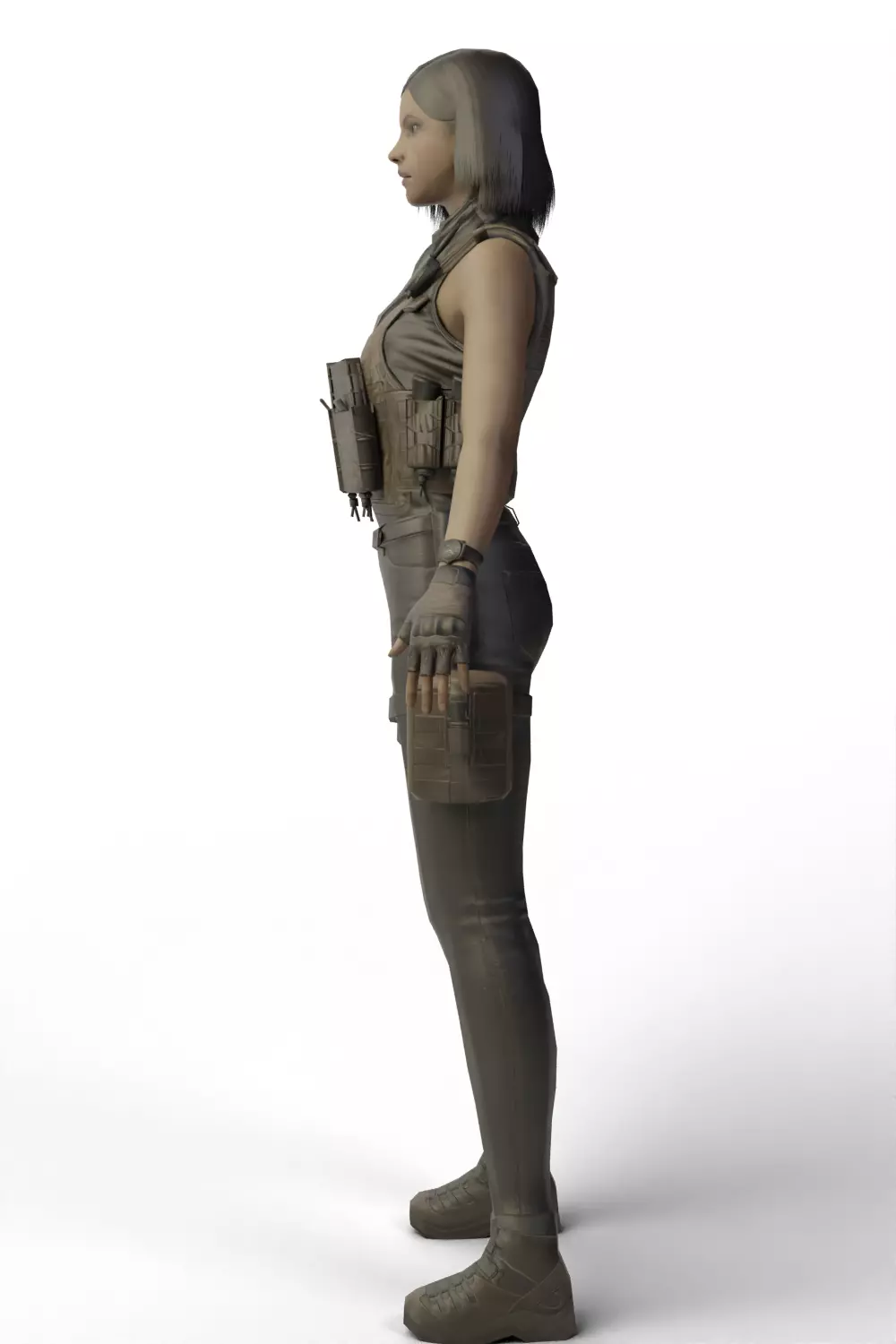 Female Soldier 3D model_5