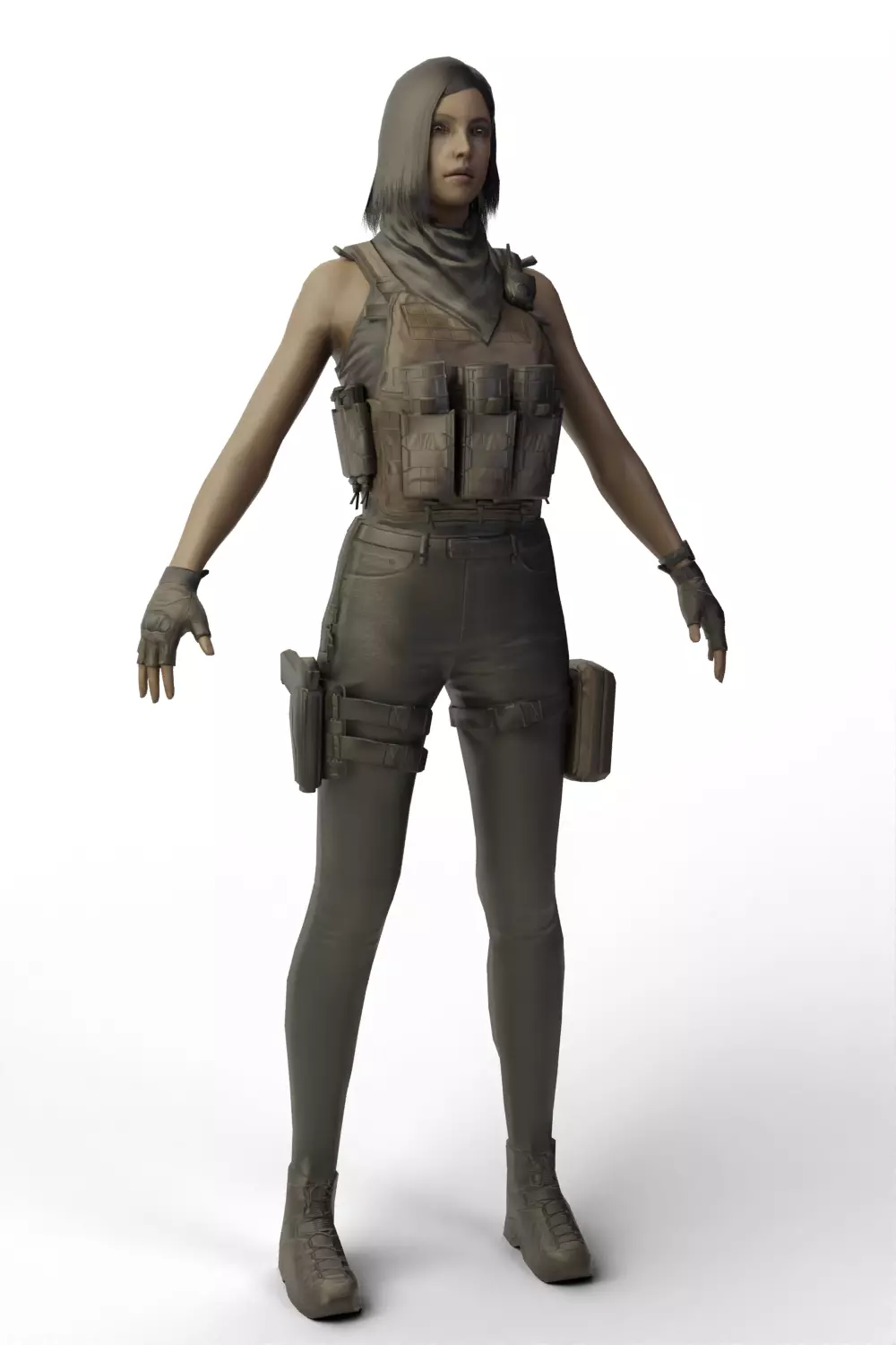 Female Soldier 3D model_11