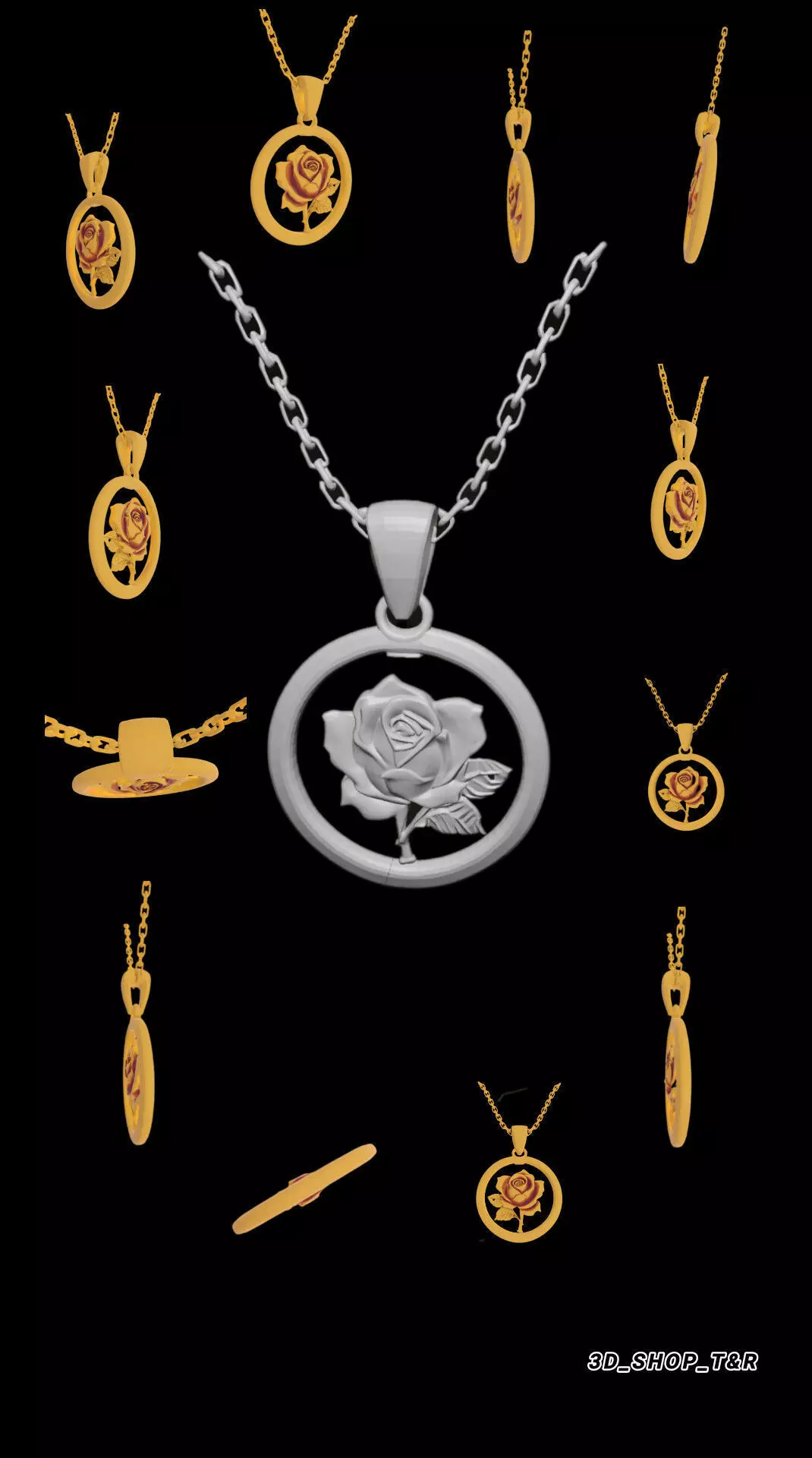 Rose Flower Pendant 3D Model Free 3D print model_0