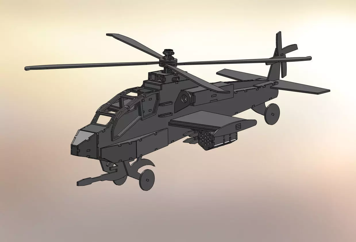 Apache AH-64 Helicopter 3D STL File 3D print model_0