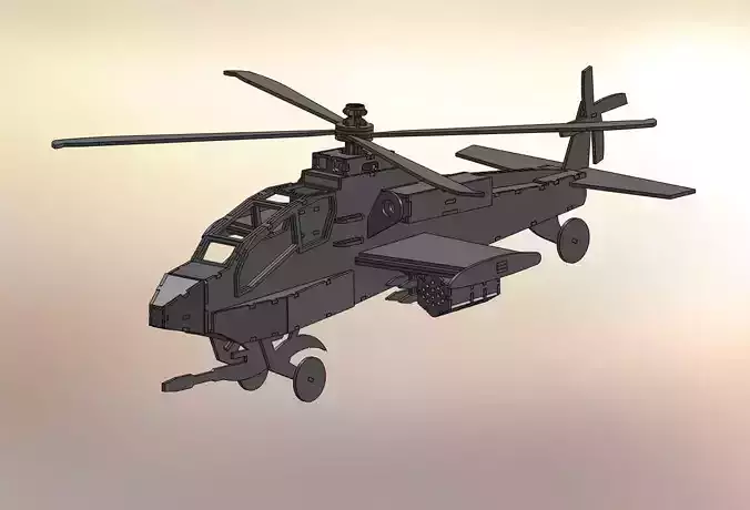 Apache AH-64 Helicopter 3D STL File