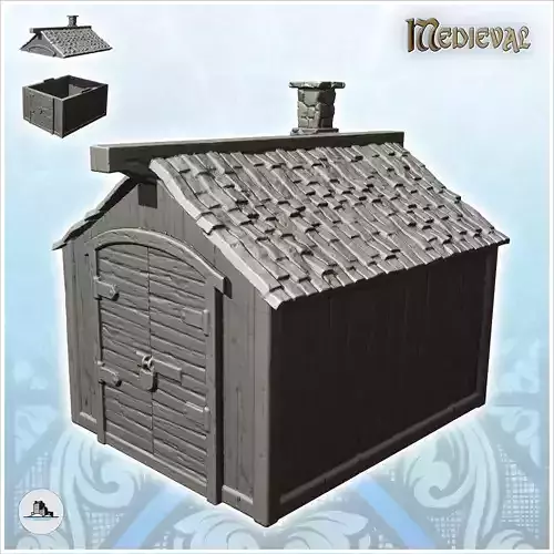 Medieval wooden warehouse with slate roof and chimney 6 - Mediev
