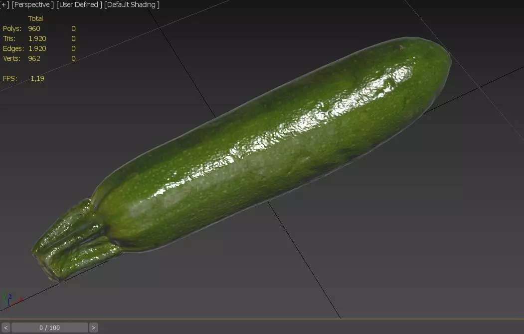 Zucchini M02 Low-poly 3D model_2