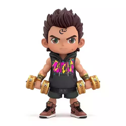 Chibi Hercules Street Gym 3D Model Urban Hero 3D model
