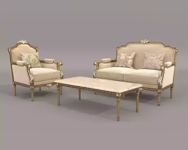 Classic European style Sofa and Armchair set 15