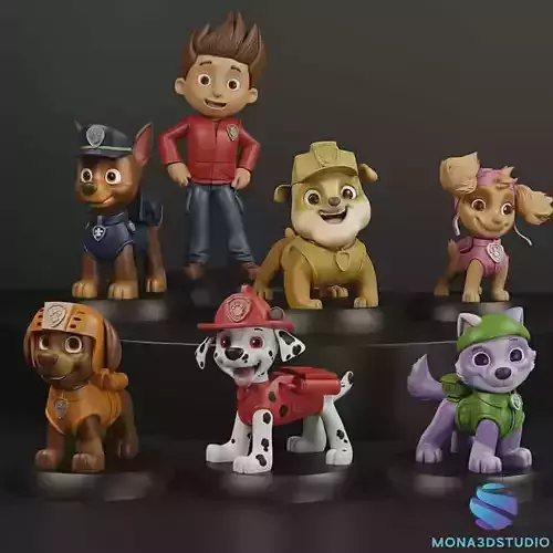 Paw Patrol Collection - 3D Models of Ryder and 6 Pups