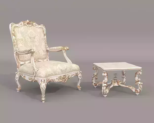 Classic European Style Coffee Table and Armchair 39