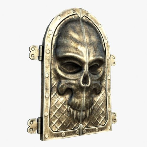 Gate with a Skull Ornament Low-poly 3D model