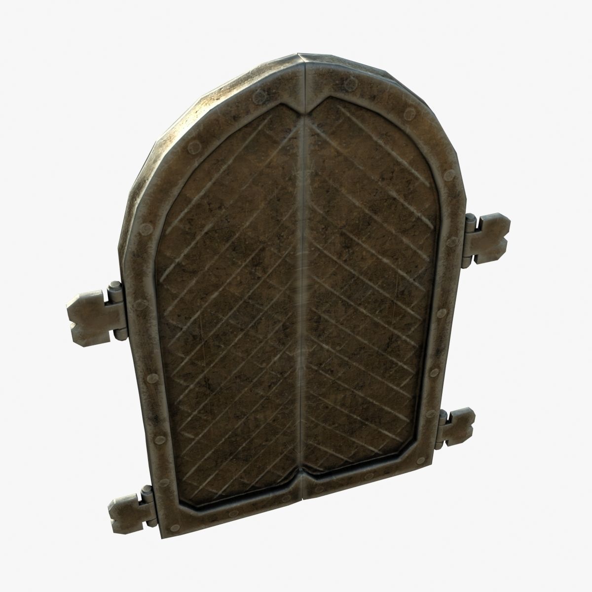 Gate with a Skull Ornament Low-poly 3D model_4