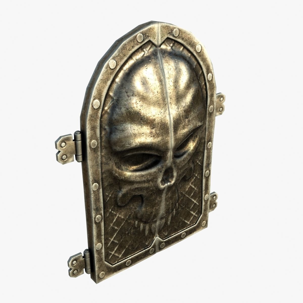 Gate with a Skull Ornament Low-poly 3D model_2