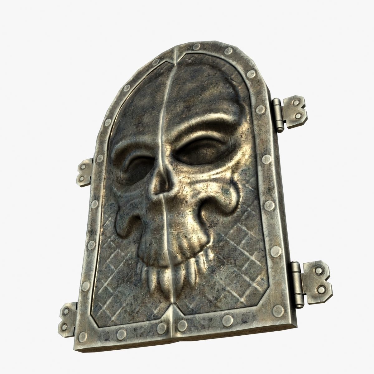 Gate with a Skull Ornament Low-poly 3D model_1