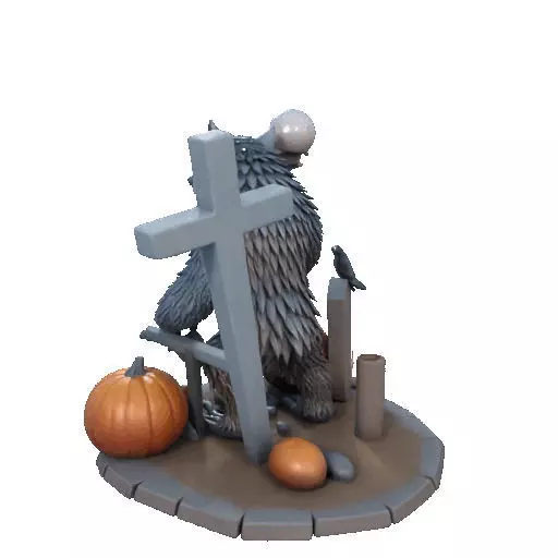 2622COLOR Werewolf Howling with Skull 3D Model Halloween 3D print model_26