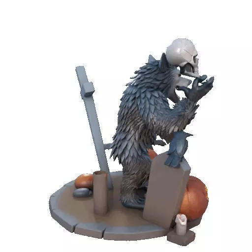 2622COLOR Werewolf Howling with Skull 3D Model Halloween 3D print model_16