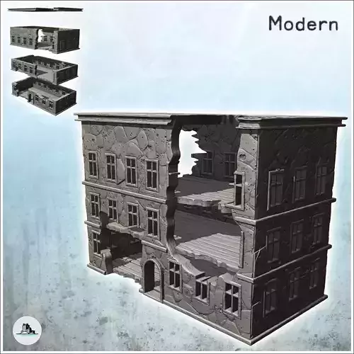 Modern ruined building with two floors and flat roof 5 - Modern 