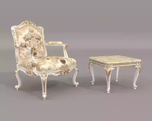 Classic European Style Coffee Table and Armchair 41