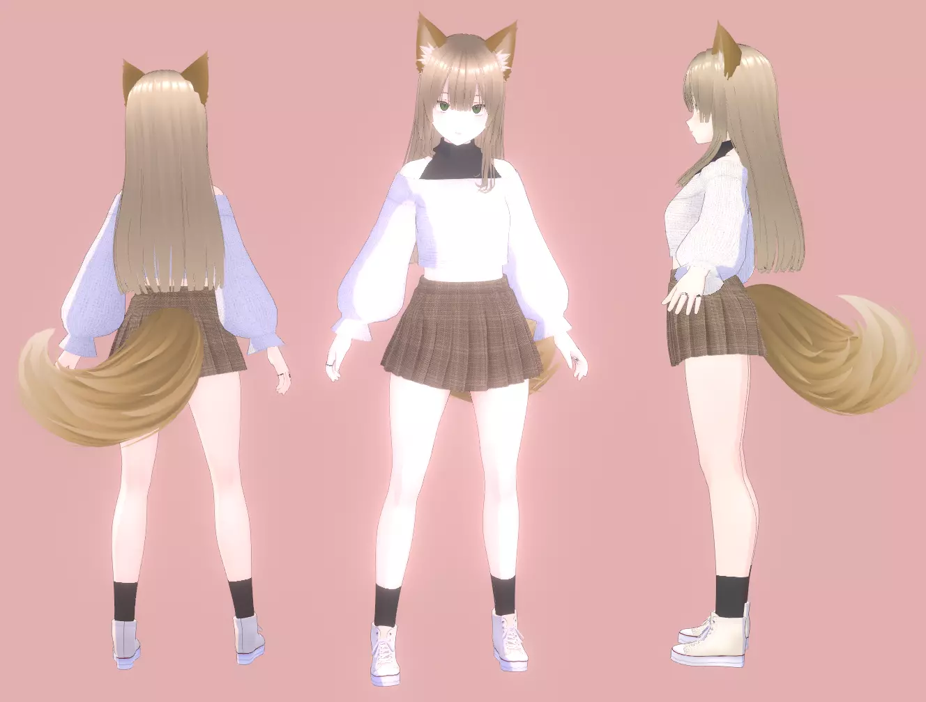 Vroid 3D cute anime character Low-poly 3D model