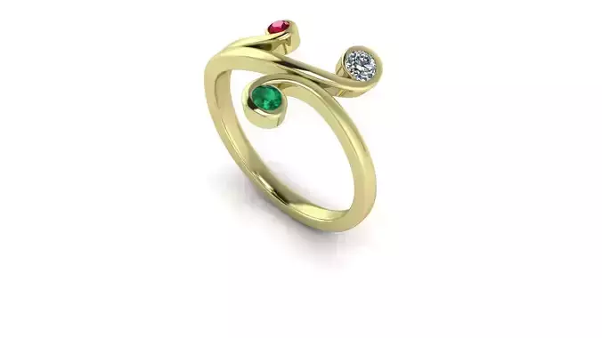 3 Diamonds Gold Ring