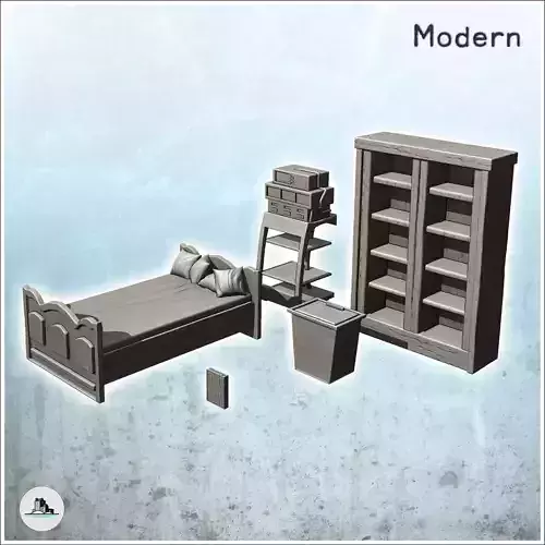 Modern hospital interior furniture set with monitor 7 3D print model
