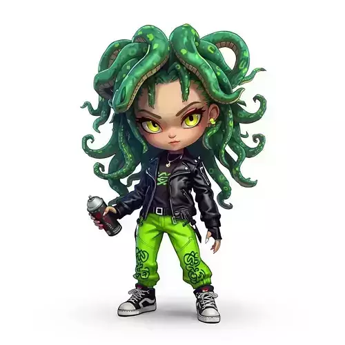 Chibi Medusa Urban Gorgon 3D Model Street Art Figure 3D model