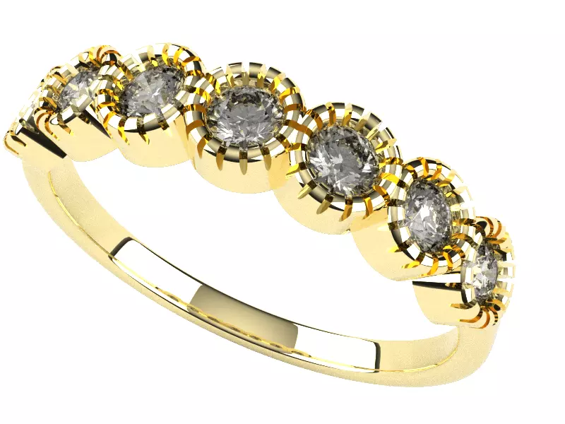 Cut Bezel Set 7 Stone Band 3D print model_2