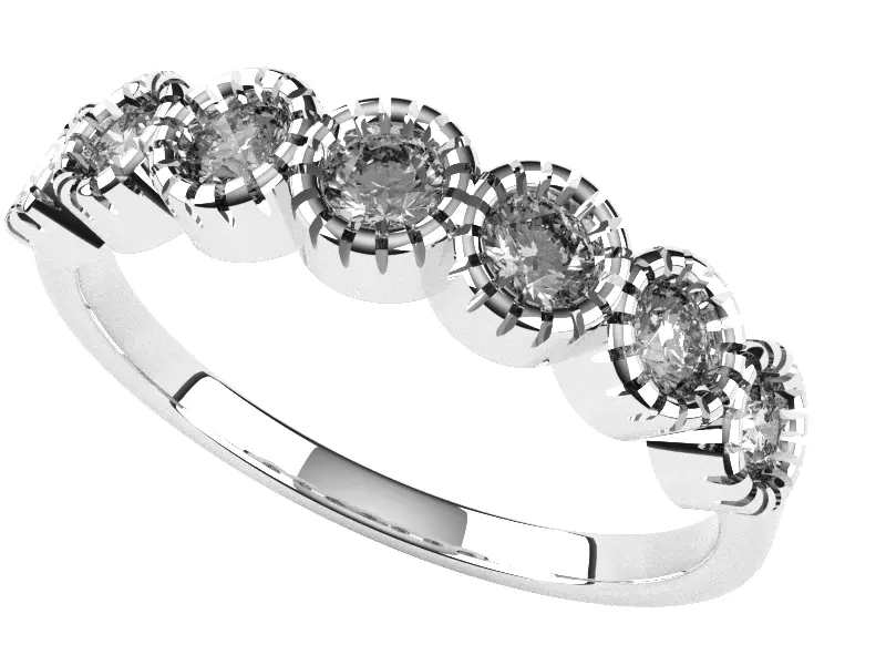 Cut Bezel Set 7 Stone Band 3D print model_0