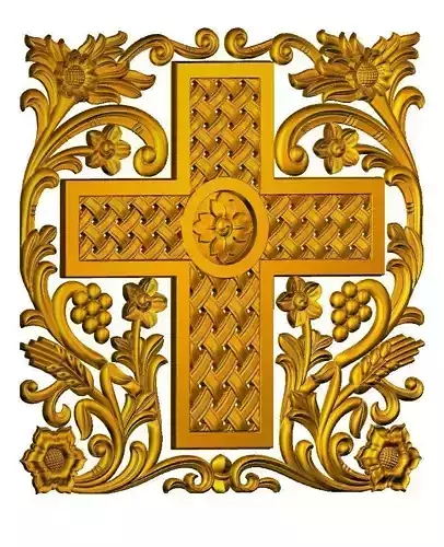 Cross and Floral Vine Decoration