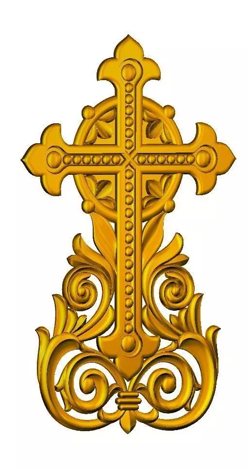 Ornamental Orthodox Cross 3D print model_0