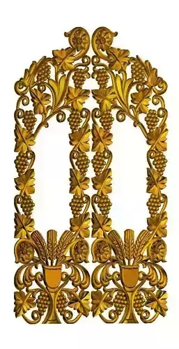 Church Door STL Design Grapes and Wheat Motif