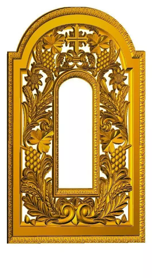 Ornate Church Model- Cross  Grapes and Floral Motif  3D print model_0