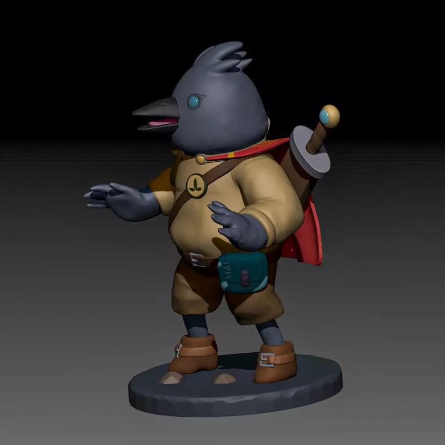  Crow Dude - Adventurer bird with cape and sword 3D print model_1