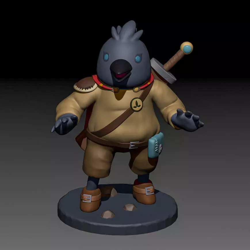 Crow Dude - Adventurer bird with cape and sword 3D print model_0
