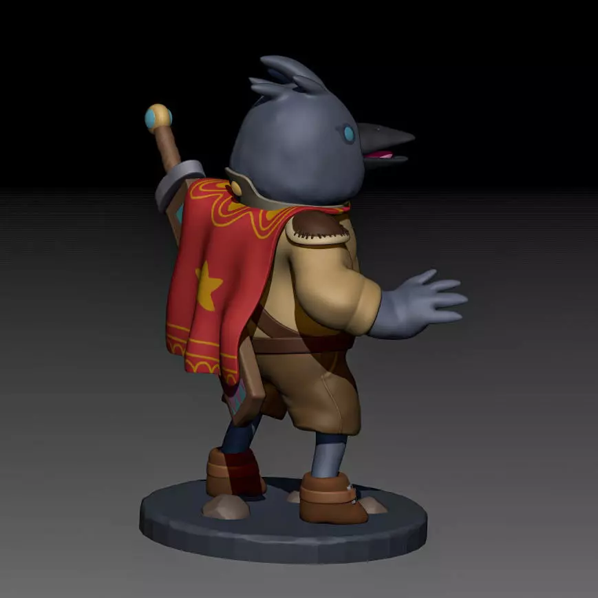  Crow Dude - Adventurer bird with cape and sword 3D print model_2