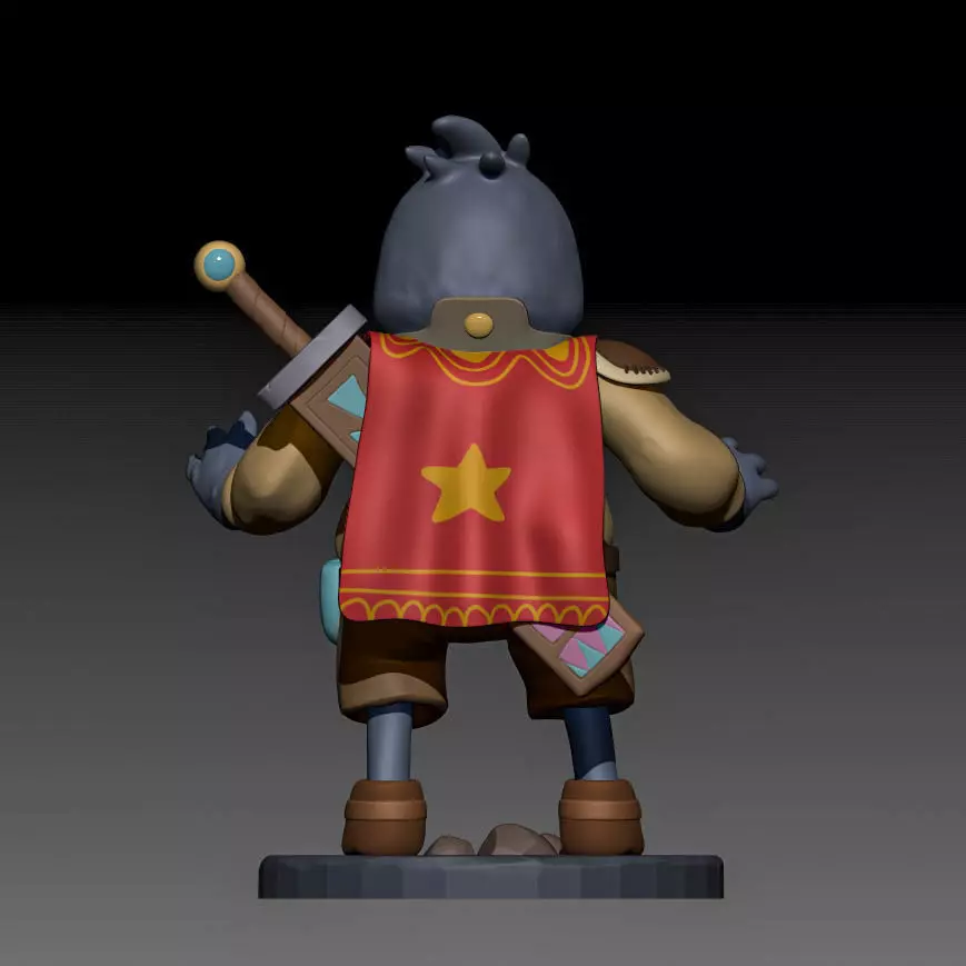  Crow Dude - Adventurer bird with cape and sword 3D print model_3