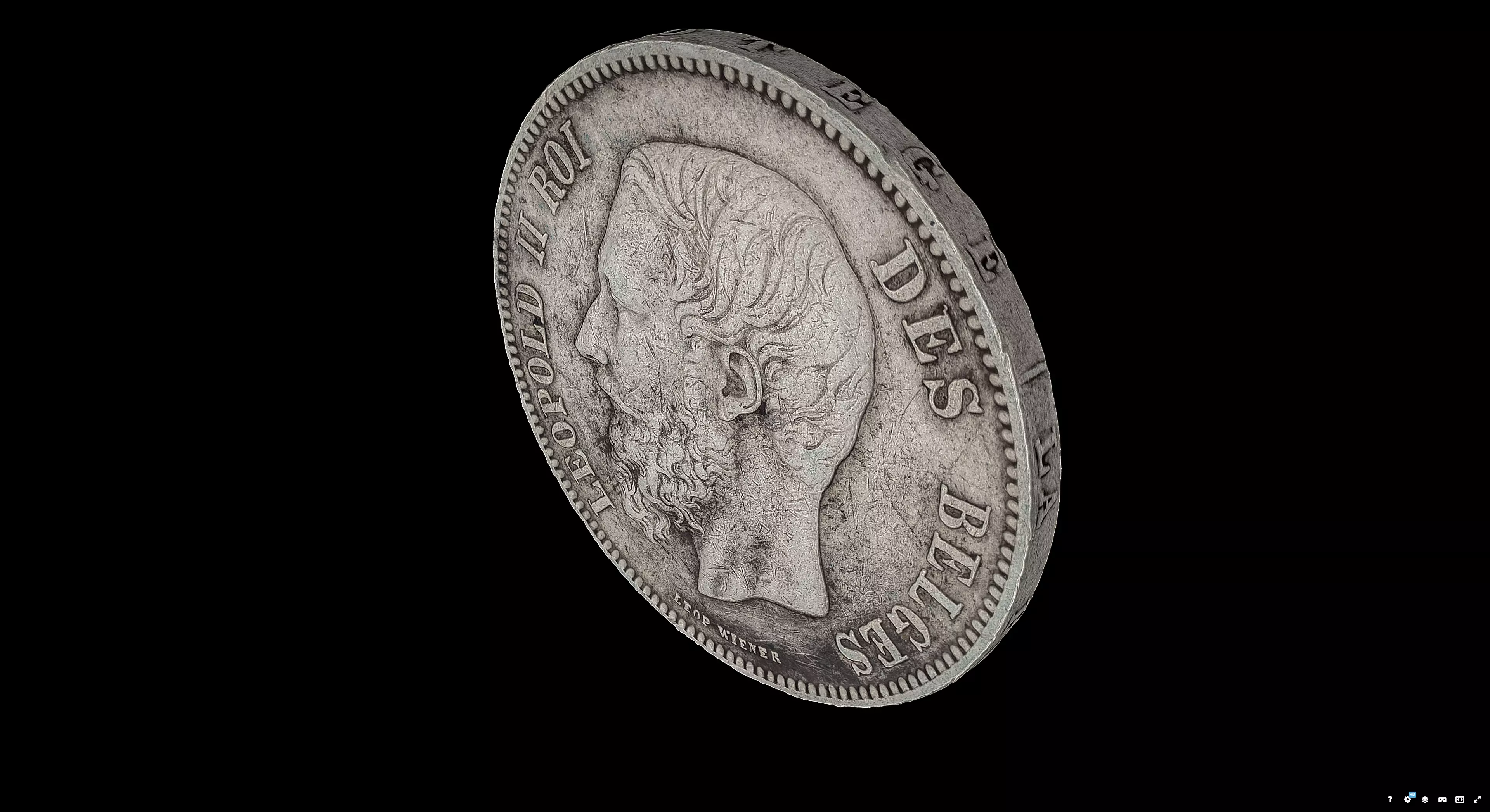 Monnaie 5 Francs Leopold II 3D model_6