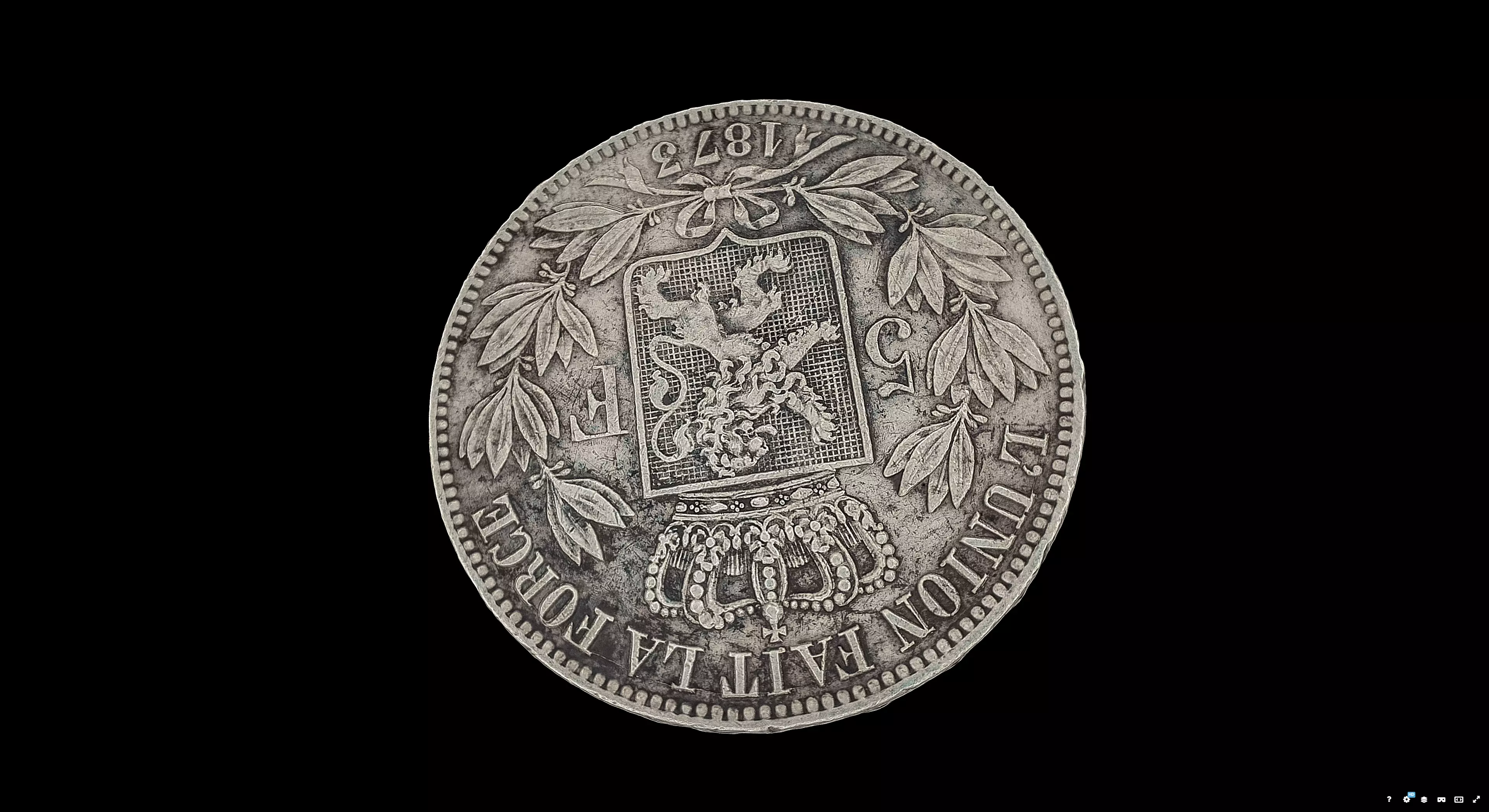 Monnaie 5 Francs Leopold II 3D model_2