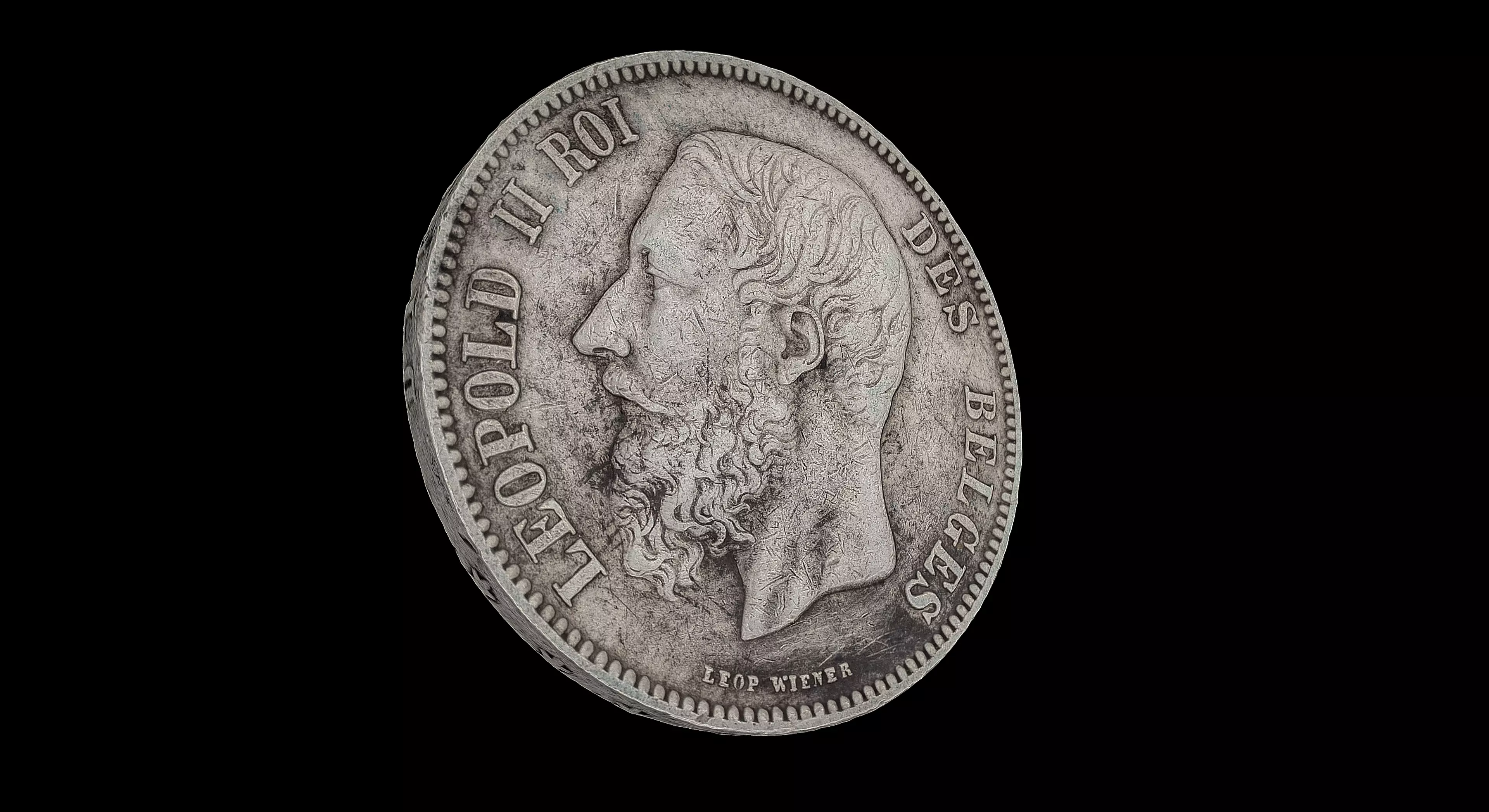 Monnaie 5 Francs Leopold II 3D model_0