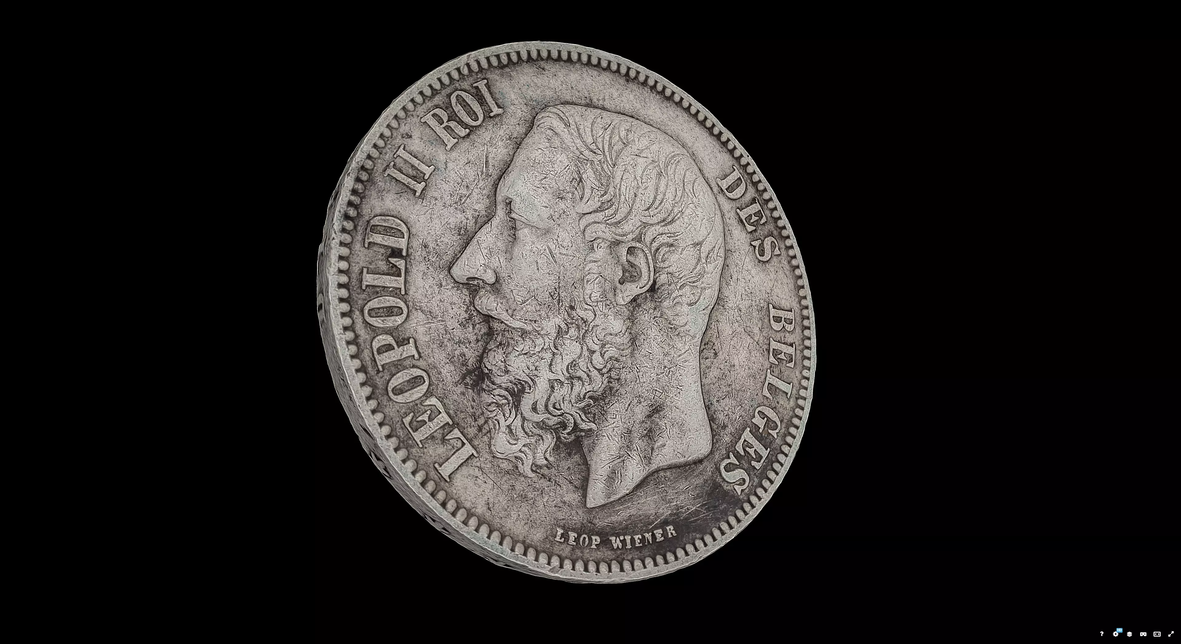Monnaie 5 Francs Leopold II 3D model_5