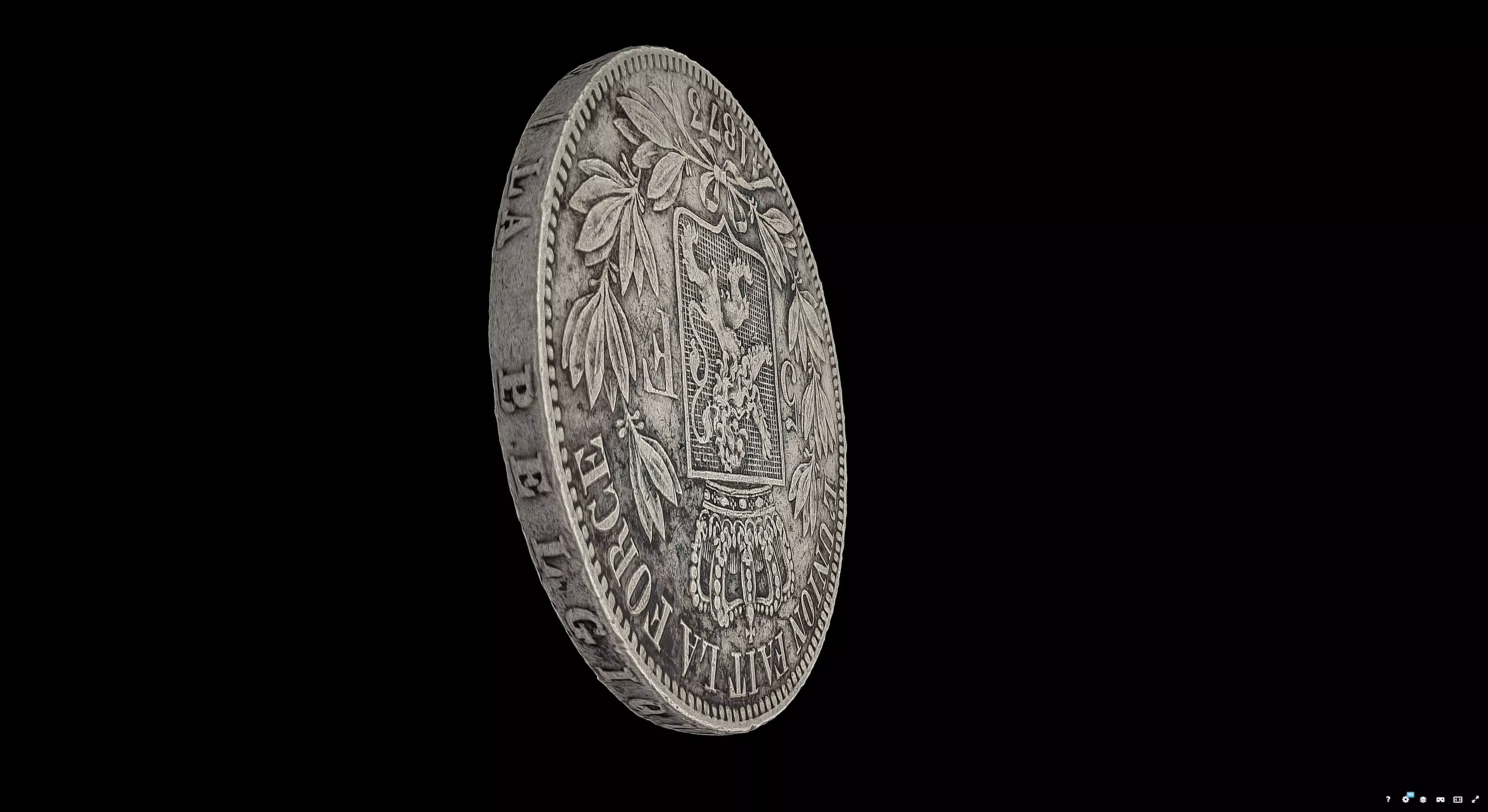 Monnaie 5 Francs Leopold II 3D model_3