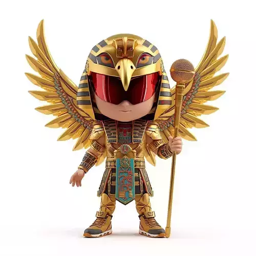 Chibi Ra Sun God 3D Model Golden Pharaoh 3D model