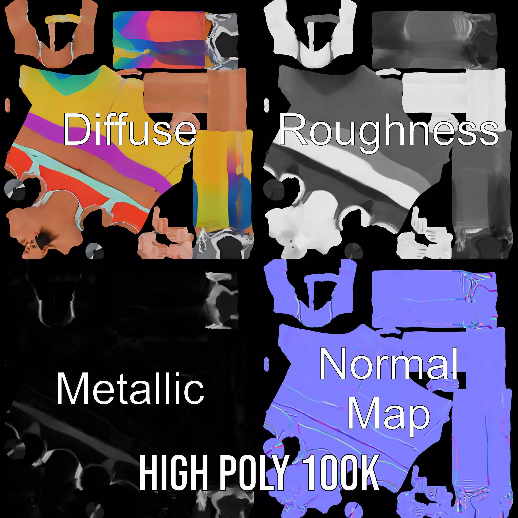 Vibrant Fitness Attire model pack Low-poly 3D model_3