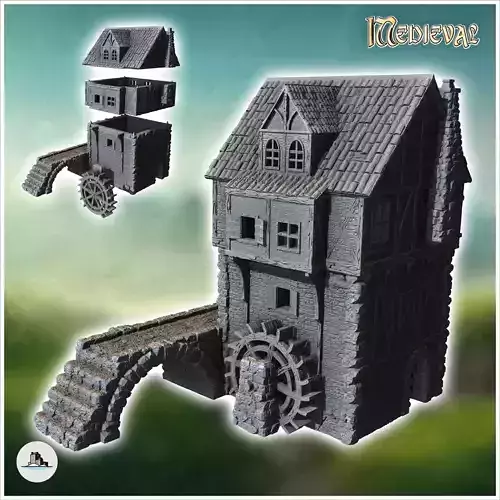 Medieval mill with stone bridge and outdoor fireplace 3 - Mediev 3D print model Medieval mill with stone bridge and outdoor fireplace 3 - Mediev 3D print model