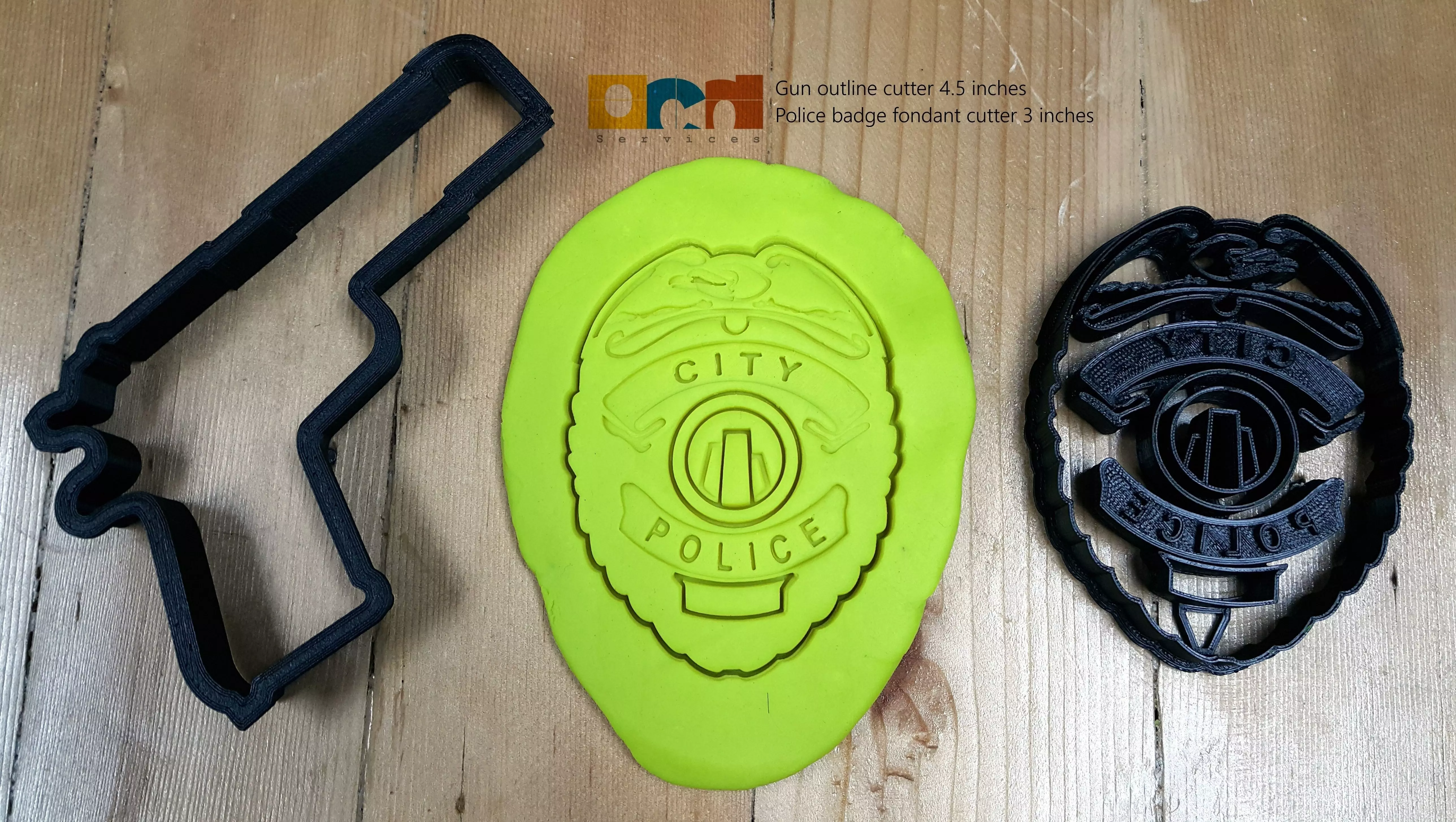 Police badge and gun set 3D print model